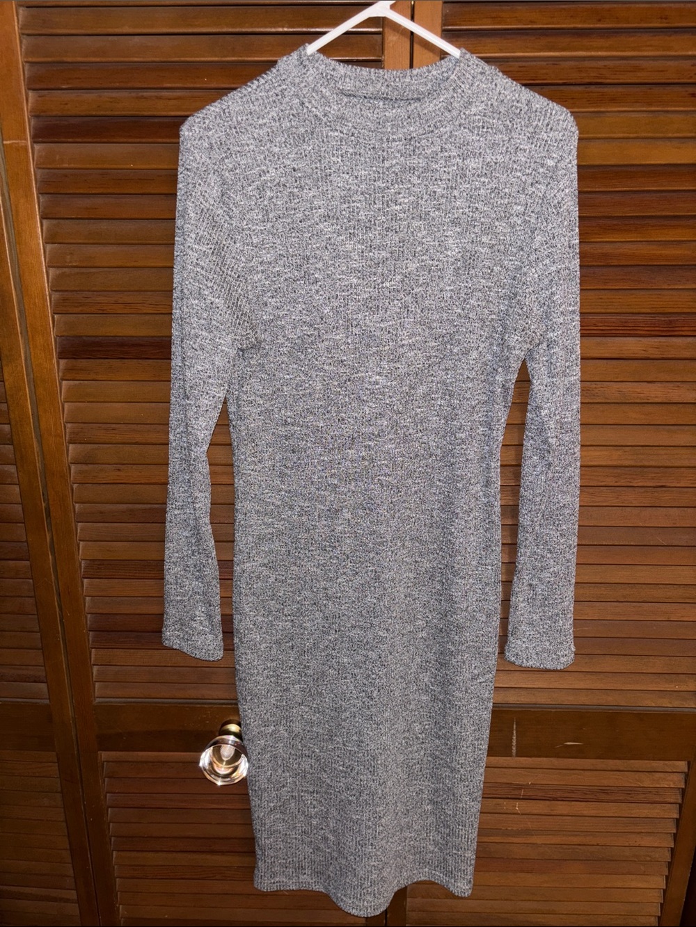 Fashion Union Gray Ribbed Midi Knit Dress